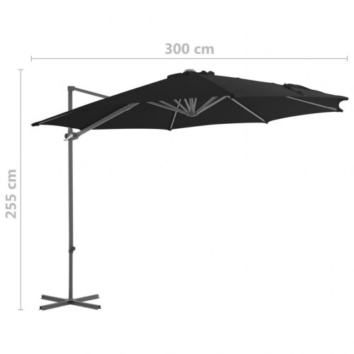 Hængeparasol 300 cm stålstang sort