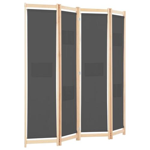 4-panels rumdeler 160 x 170 x 4 cm stof grå
