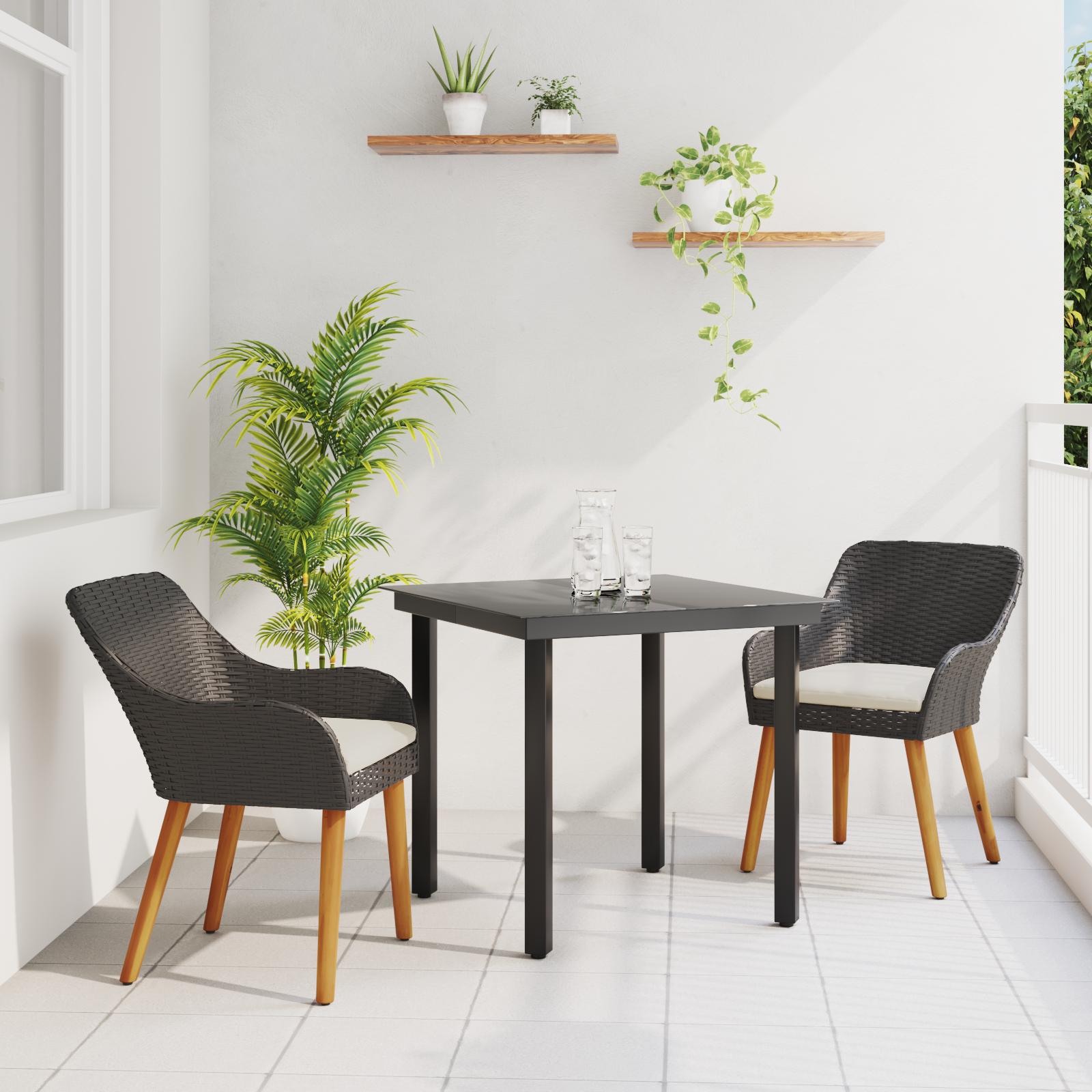 Have Spisebordssæt Med Pude 3 Dele Polyrattan - Sort