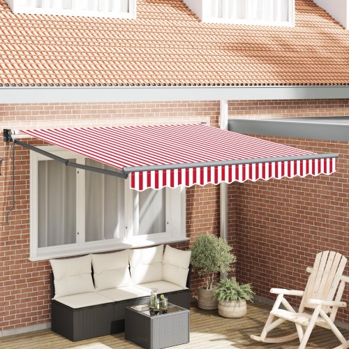 Automatisk Sammenrullelig Markise Rød og Hvid Stribe 300x250 cm