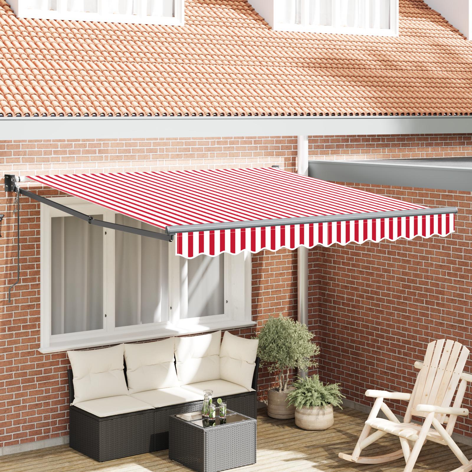 Utrækkelig Markise Rød og Hvid 300 x 250 cm Polyester, Metal