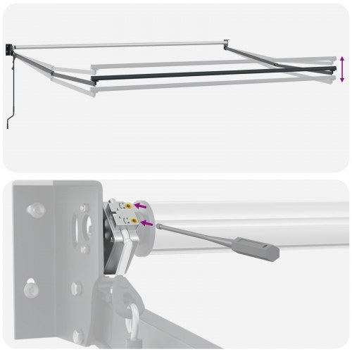 Automatisk Sammenrullelig Markise Rød og Hvid Stribe 300x250 cm