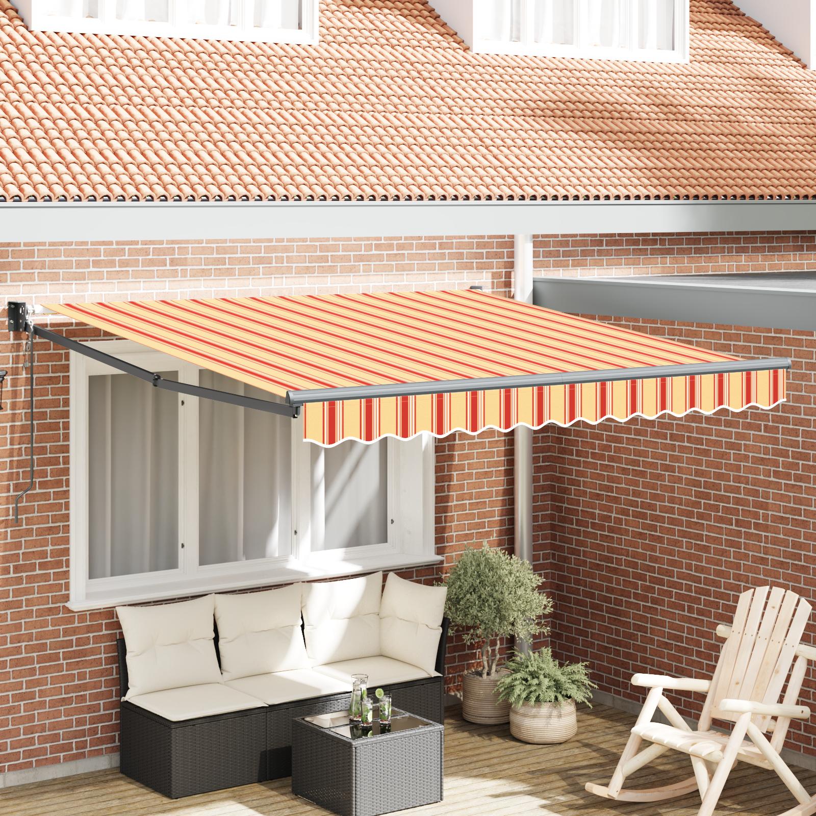 Markise Stribet gul og orange 3,5 x 2,5 m Polyester og metal