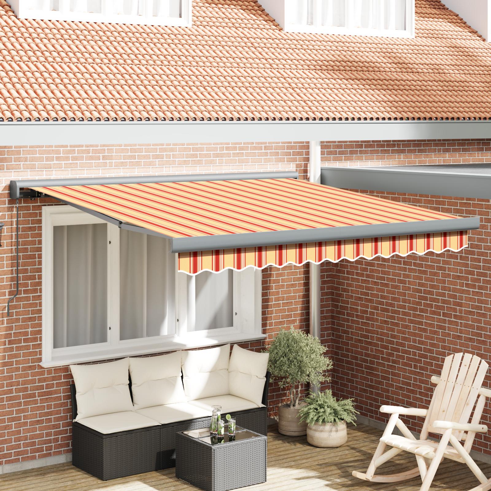 Utrækkelig Markise Gul og orange 350 x 250 cm Stof og Metal