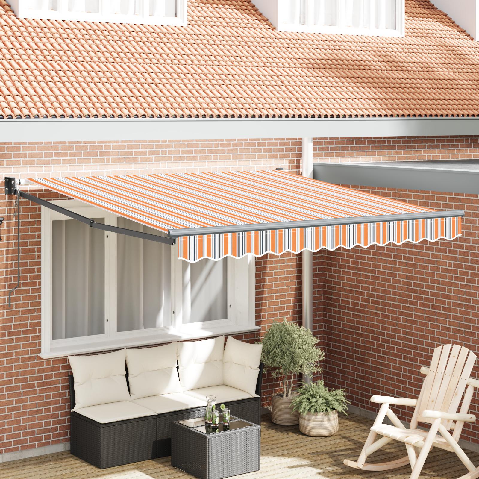 Utrækkelig Markise Orange grå blå hvid 350 x 250 cm Stof