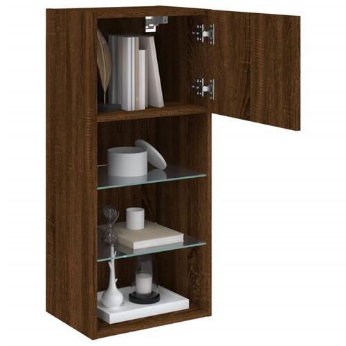 Tv-borde med LED-lys 2 stk. 40,5x30x90 cm brun egetræsfarve (OUTLET B)