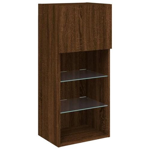Tv-borde med LED-lys 2 stk. 40,5x30x90 cm brun egetræsfarve (OUTLET B)