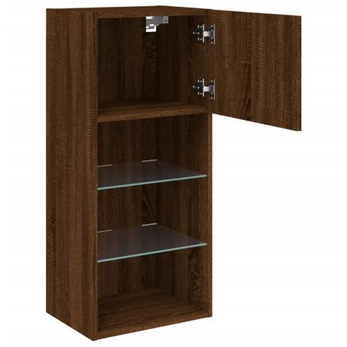 Tv-borde med LED-lys 2 stk. 40,5x30x90 cm brun egetræsfarve (OUTLET B)