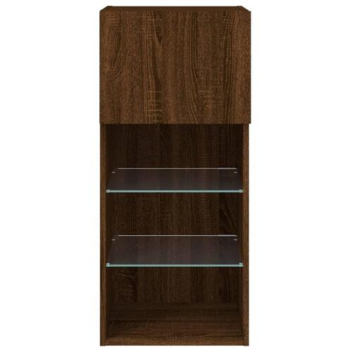 Tv-borde med LED-lys 2 stk. 40,5x30x90 cm brun egetræsfarve (OUTLET B)