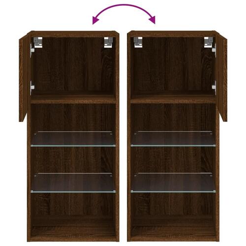 Tv-borde med LED-lys 2 stk. 40,5x30x90 cm brun egetræsfarve (OUTLET B)