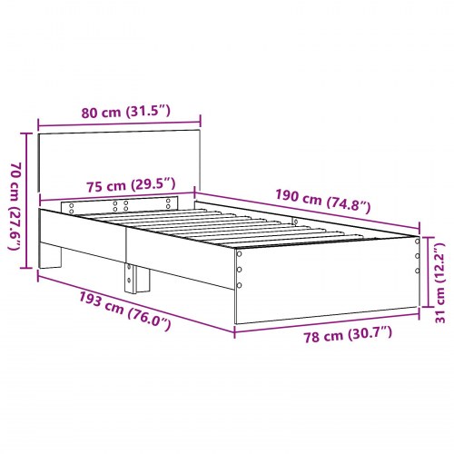 Sengestel uden madras med hovedgavl Artisan Eg 75x190 cm
