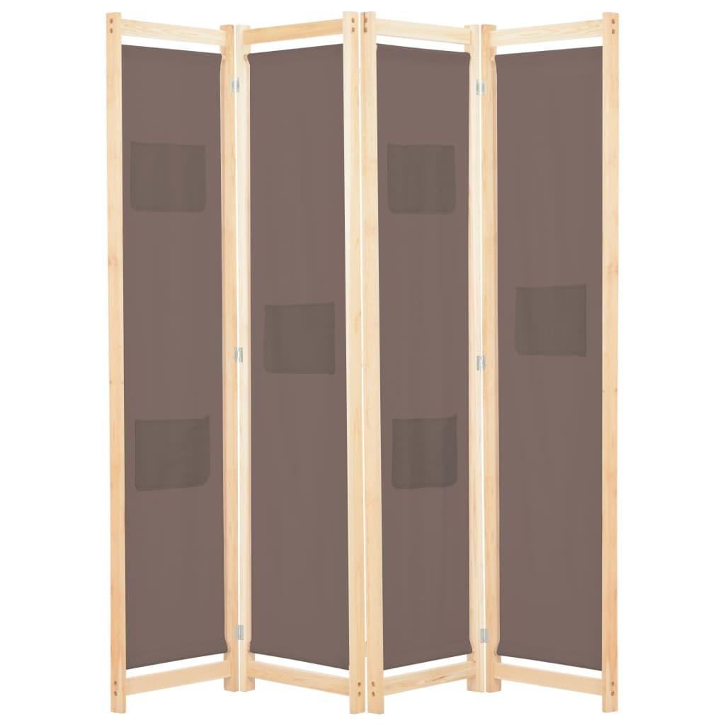 4-panels rumdeler 160 x 170 x 4 cm stof brun
