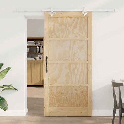 Glidedør med hardware sæt 93x202 cm solidt fyrretræ, indvendig dør
