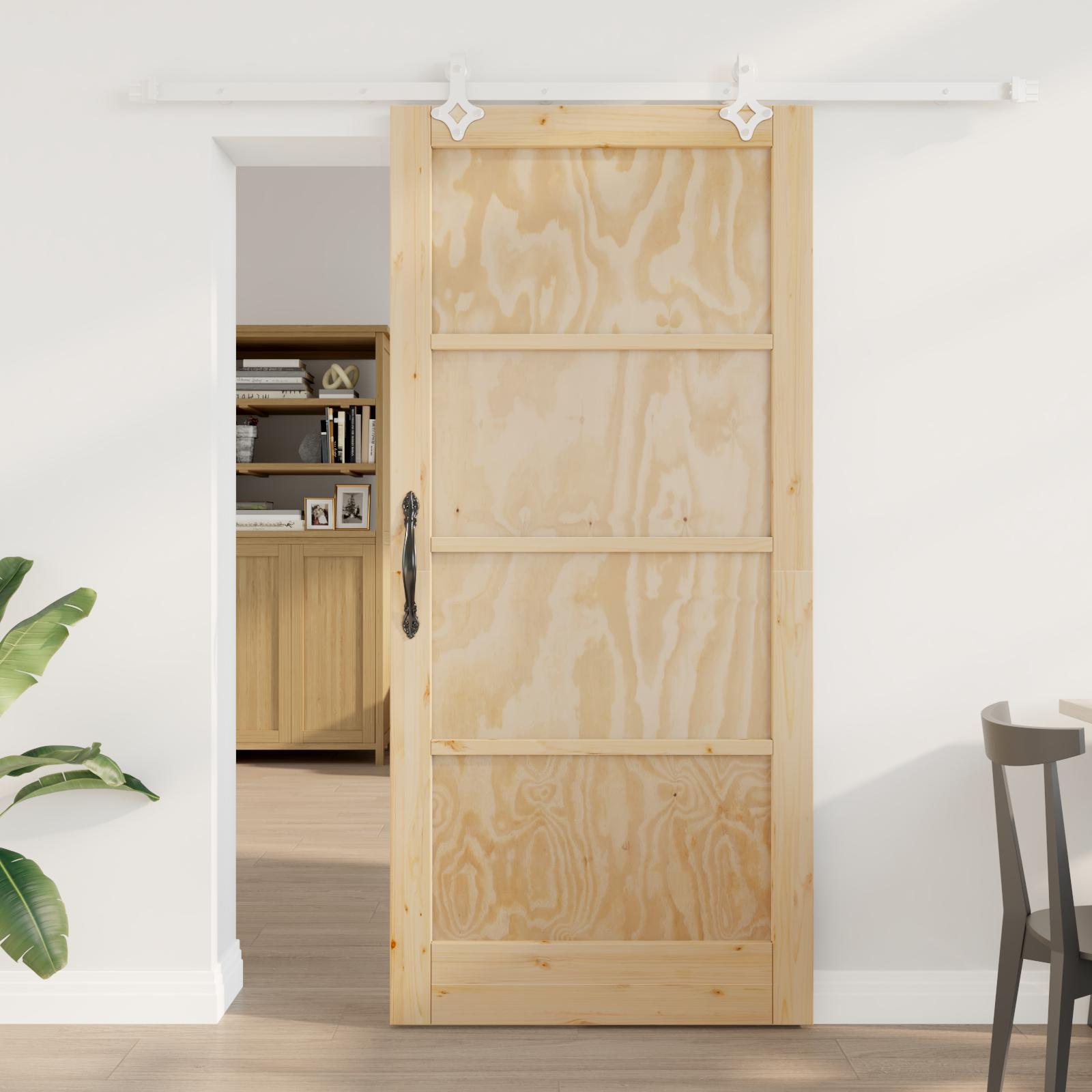 Glidedør med hardware sæt 93x202 cm solidt fyrretræ, indvendig dør