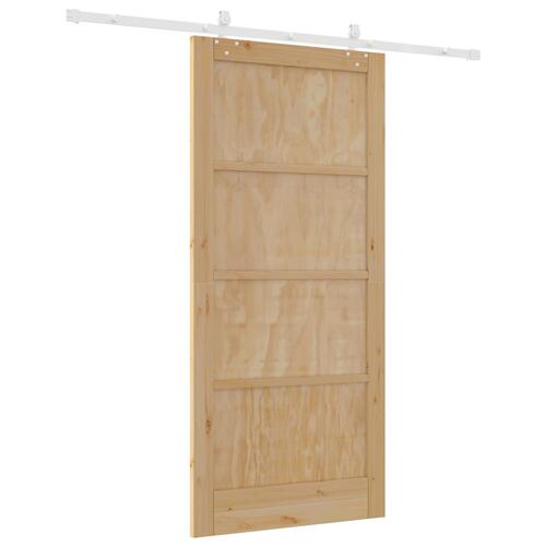 Glidedør med hardware sæt 93x202 cm solidt fyrretræ, indvendig dør
