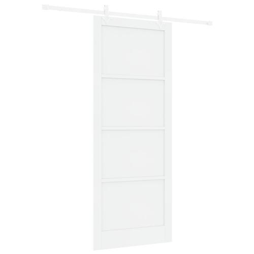 Skydedør med hardware sæt Hvid 93x232 cm Solid træ Fyr, Indendørs dør 'ORKDAL'Hvid 93x232x4 cm Solid træ Fyr