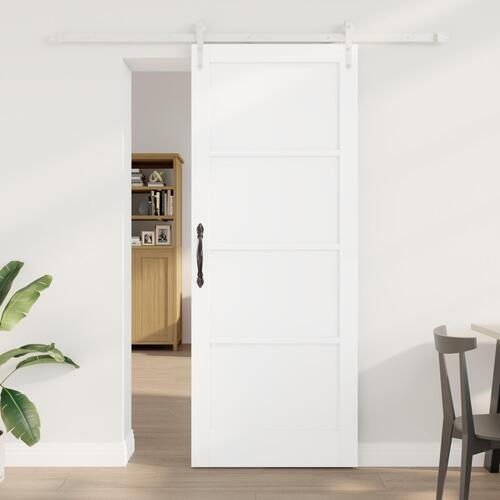 Skydedør med hardware sæt hvid 83x211 cm solid fyrretræ, indendørs dør 'ORKDAL'hvid 83x211x4 cm solid fyrretræ