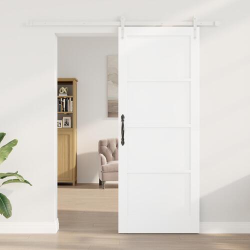 Skydedør med hardware sæt hvid 83x211 cm solid fyrretræ, indendørs dør 'ORKDAL'hvid 83x211x4 cm solid fyrretræ