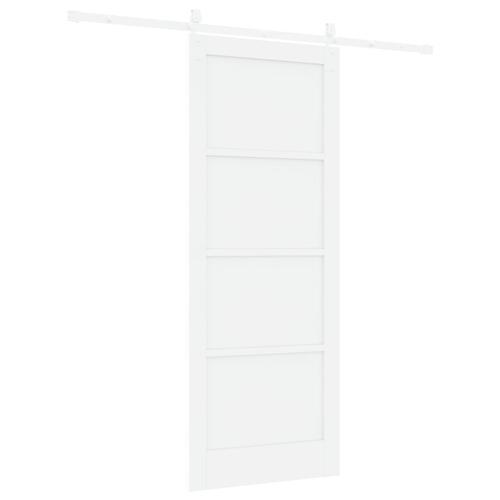 Skydedør med hardware sæt hvid 83x211 cm solid fyrretræ, indendørs dør 'ORKDAL'hvid 83x211x4 cm solid fyrretræ
