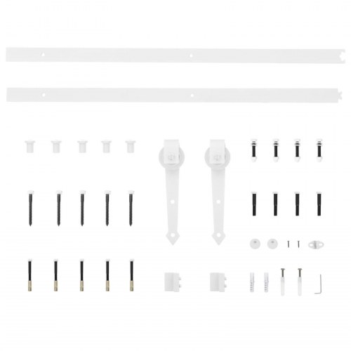 Glide dør med hardware sæt hvid 93x232 cm solid fyrretræ, indvendig dør 'ORKDAL'hvid 93x232x4 cm solid fyrretræ