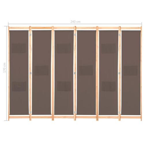 6-panels rumdeler 240 x 170 x 4 cm stof brun