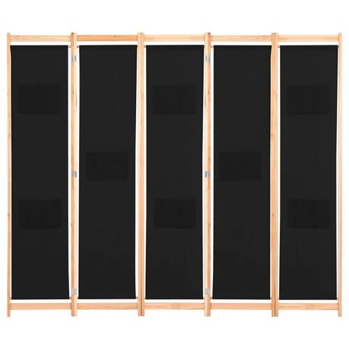 5-panels rumdeler 200 x 170 x 4 cm stof sort