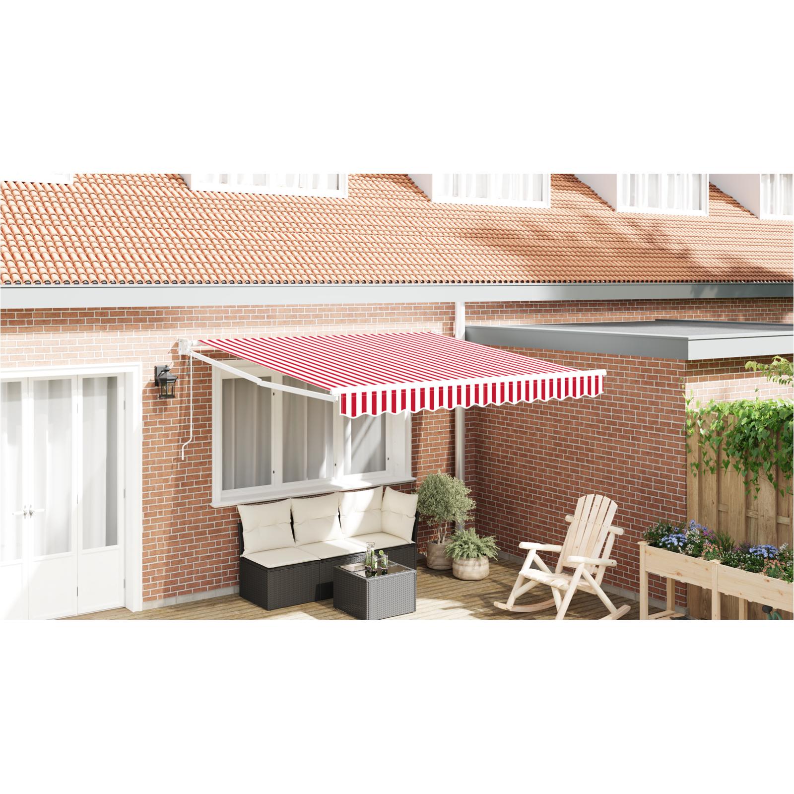 Udtrækkelig markise rød/hvid 300 x 250 cm i polyester og metal