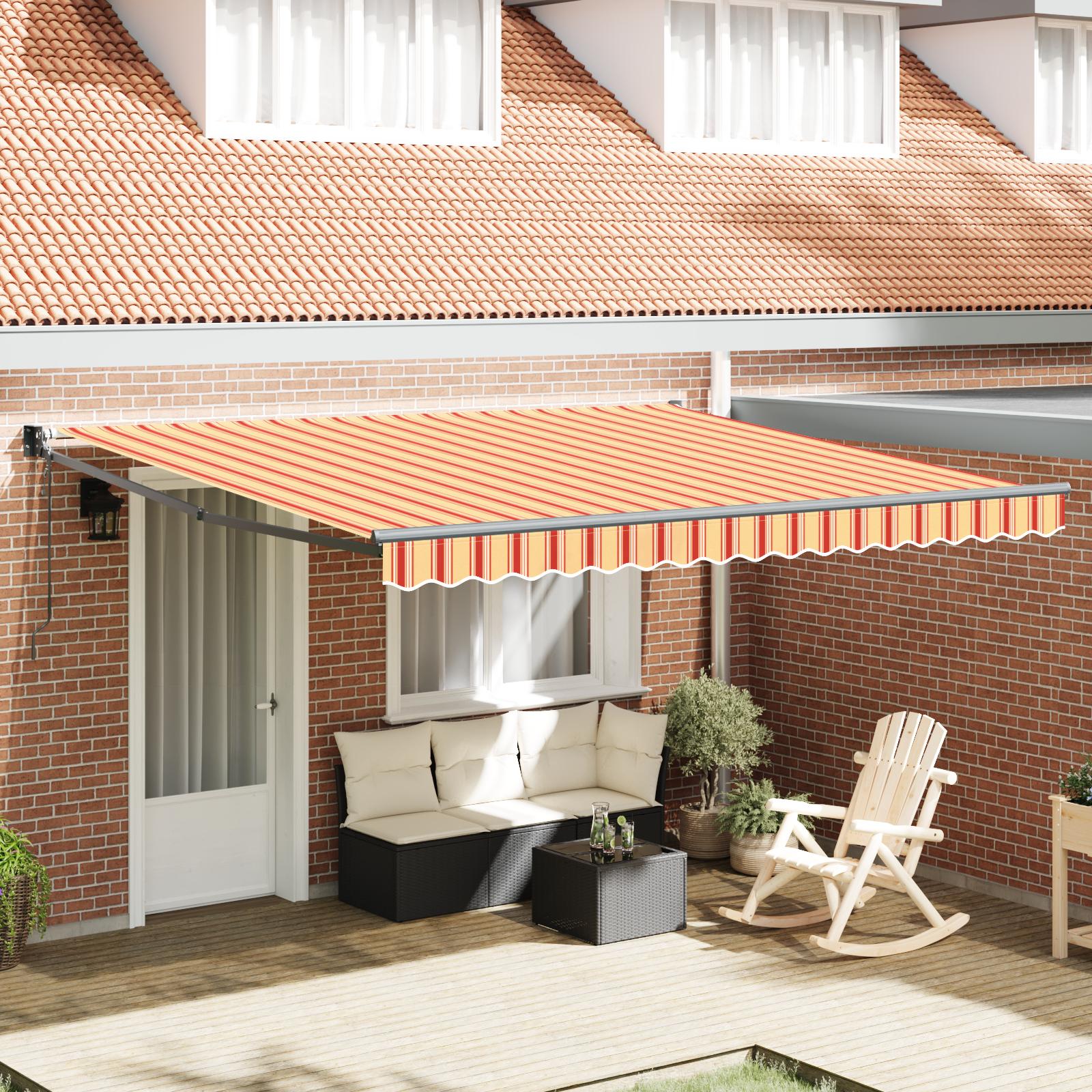 Utrækkelig Markise gul og orange 400 × 300 cm Polyester
