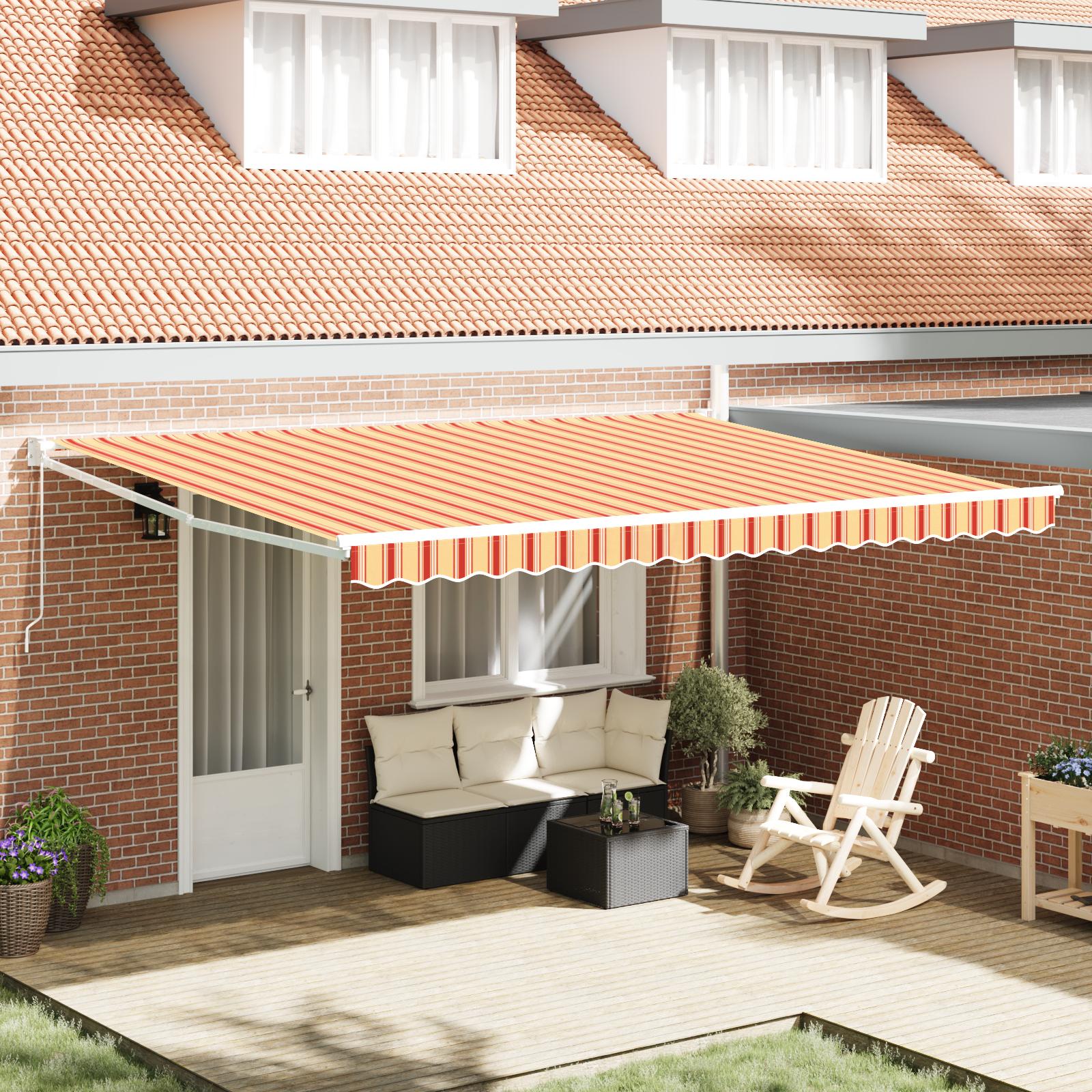 Utrækkelig Markise gul og orange 450 × 300 cm Stof