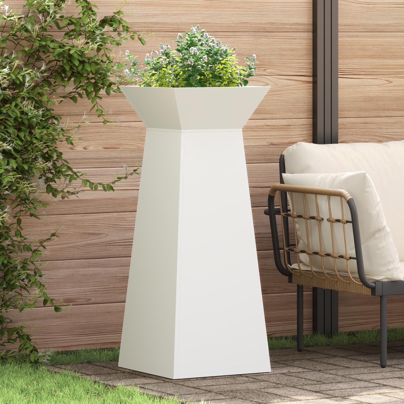 Søjle Plantekasse Hvid 40 x 40 x 100 cm Stål