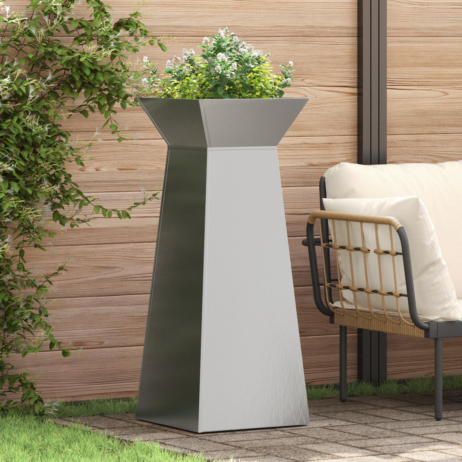 Søjle Plantekasse 2 stk Sølv 40 x 40 x 100 cm Stål