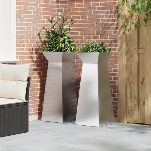 Planteholder Sæt Rustfrit stål 40 x 40 x 101 cm Dekorative indlæg