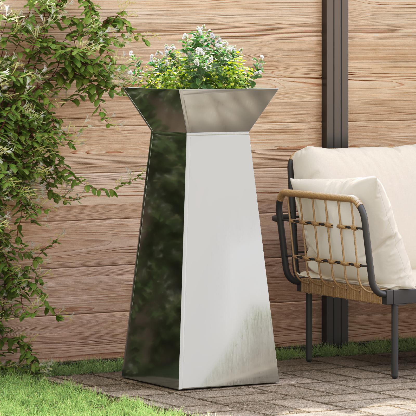 Søjle Plantekasse 2 stk Sølv 40 x 40 x 100 cm Stål