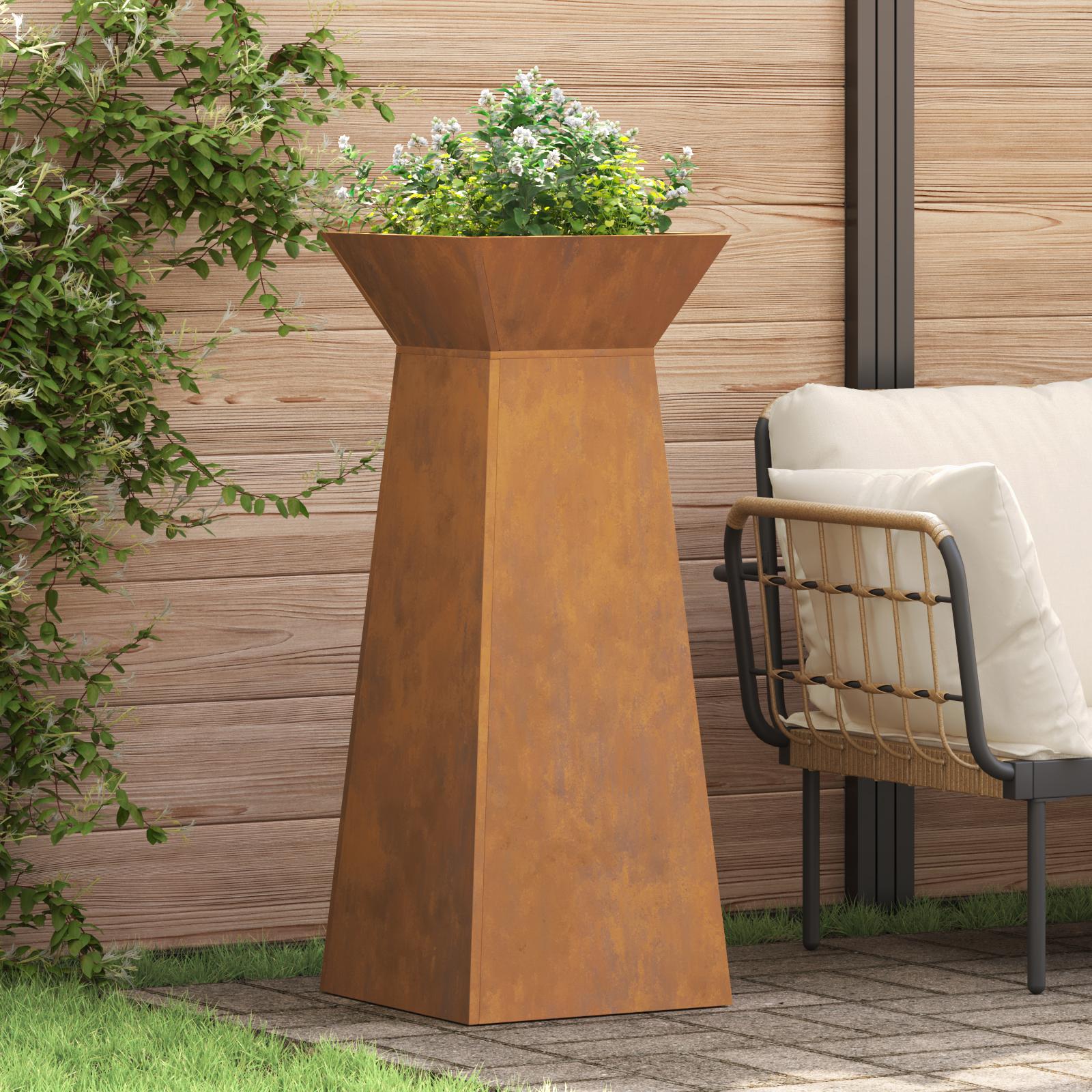 Søjle Plantekasse 2 stk Sølv 40 x 40 x 100 cm Stål
