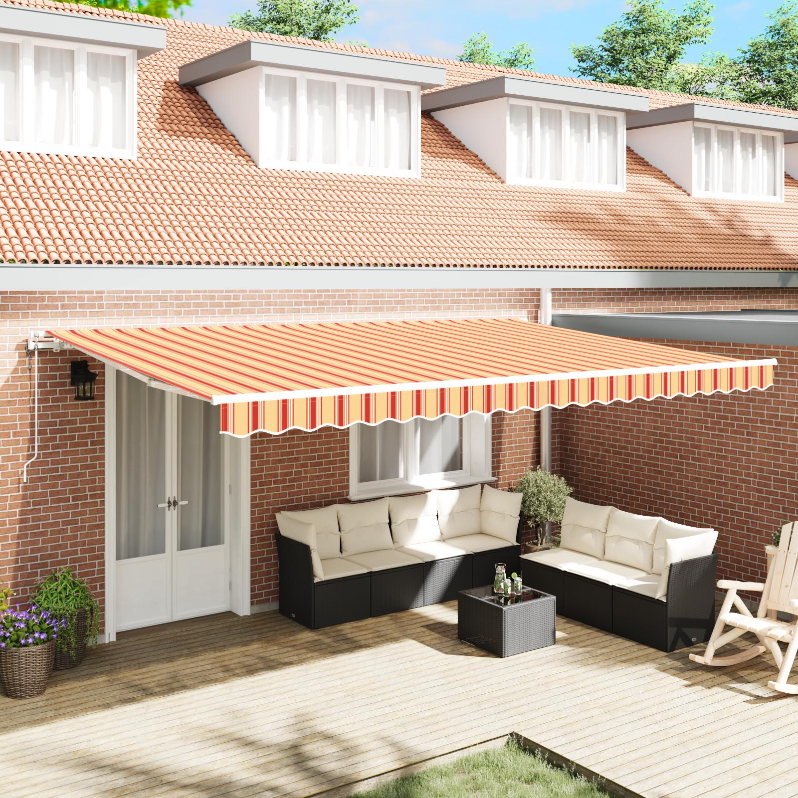 Utrækkelig Markise 500 × 300 cm gul og orange