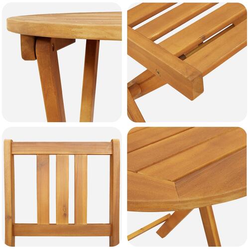 3 Stykke Folding Bistro Set Solid Wood Akacietræ