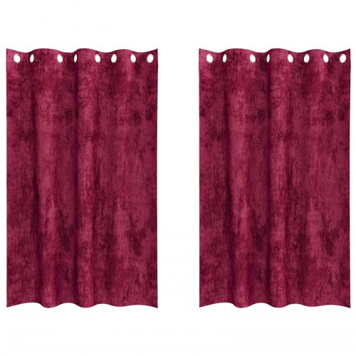 Velourgardiner 2 stk med grommet Bordeaux 175x140 cm