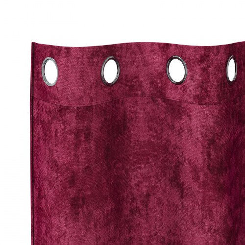 Velvet Gardiner 2 stk. med Øjekanter Vinrød 245x140 cm