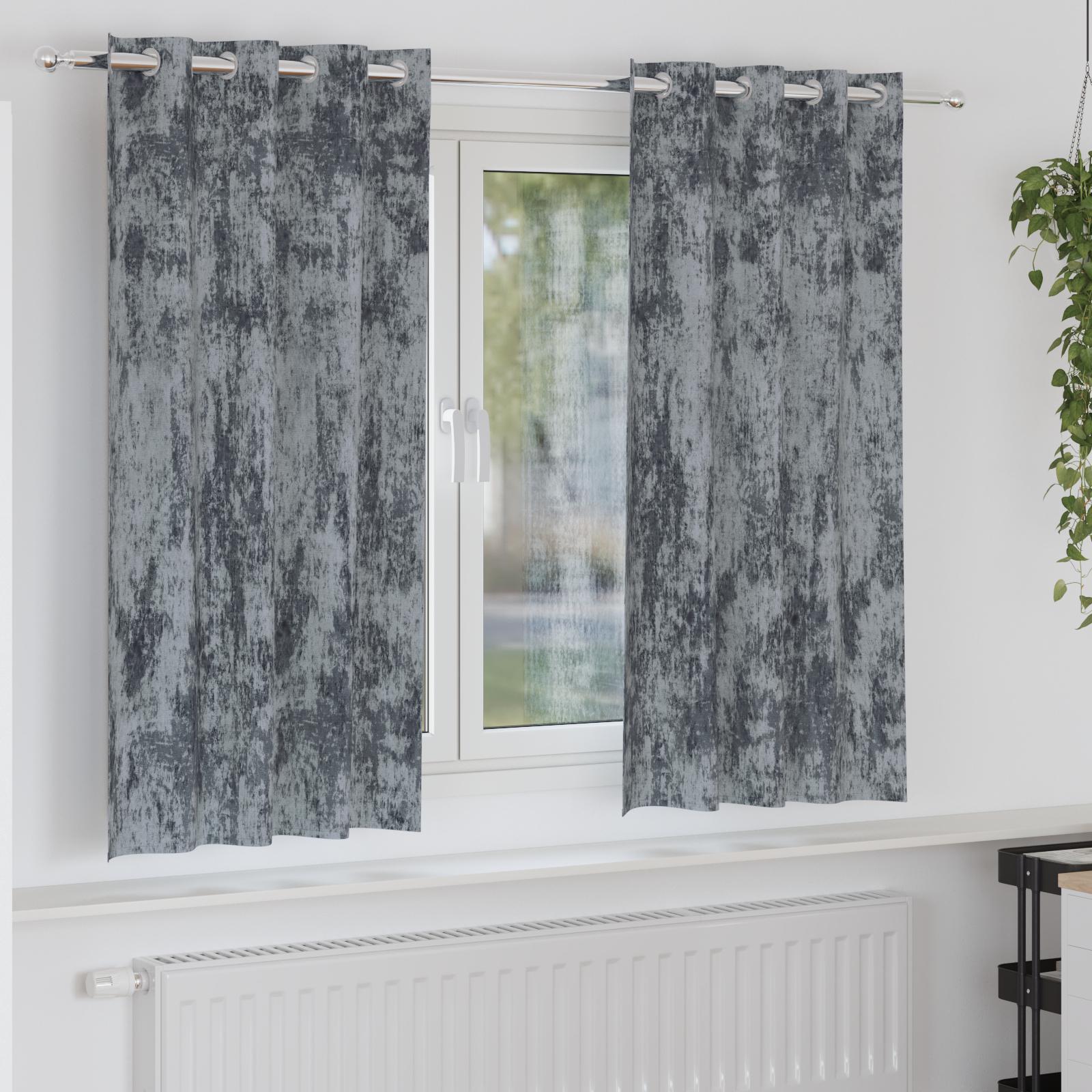 Grommet Gardiner Sølvgrå Polyester 140 x 175 cm Dekorative indlæg