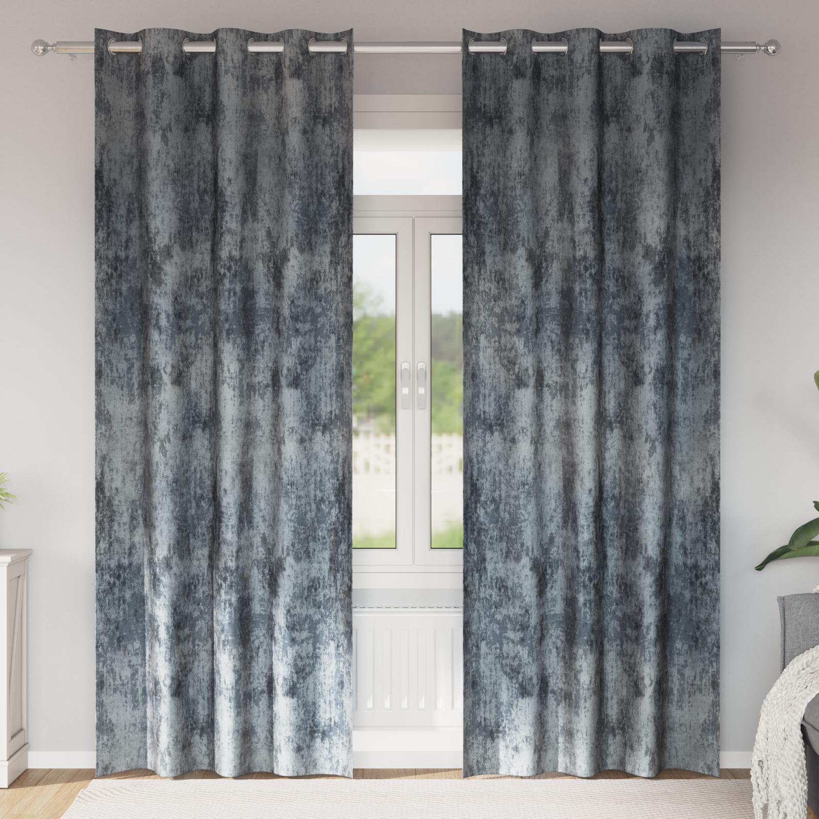 Velour Gardiner 2 stk med Øjekanter Sølvgrå 260x140 cm