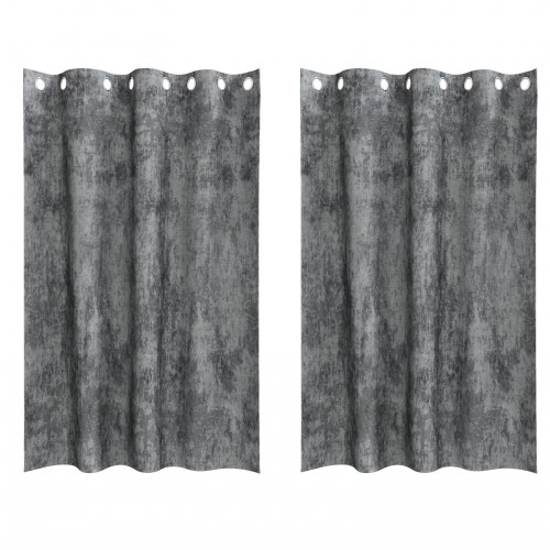 Velvet Gardiner 2 stk med Øjekanter Grå 175x140 cm