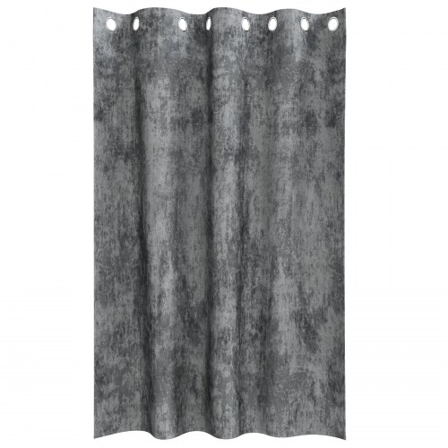 Velvet Gardiner 2 stk med Øjekanter Grå 175x140 cm