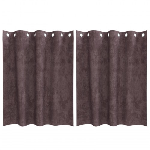 Velourgardiner 2 stk med Øjekanter Brun 140x140 cm