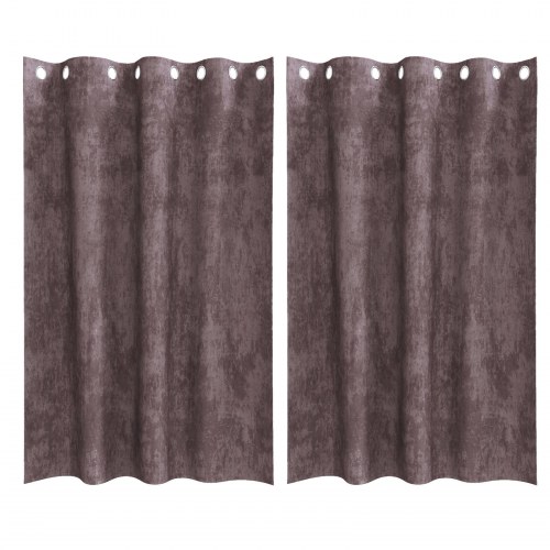 Velour Gardiner 2 stk med Øjekanter Brun 175x140 cm