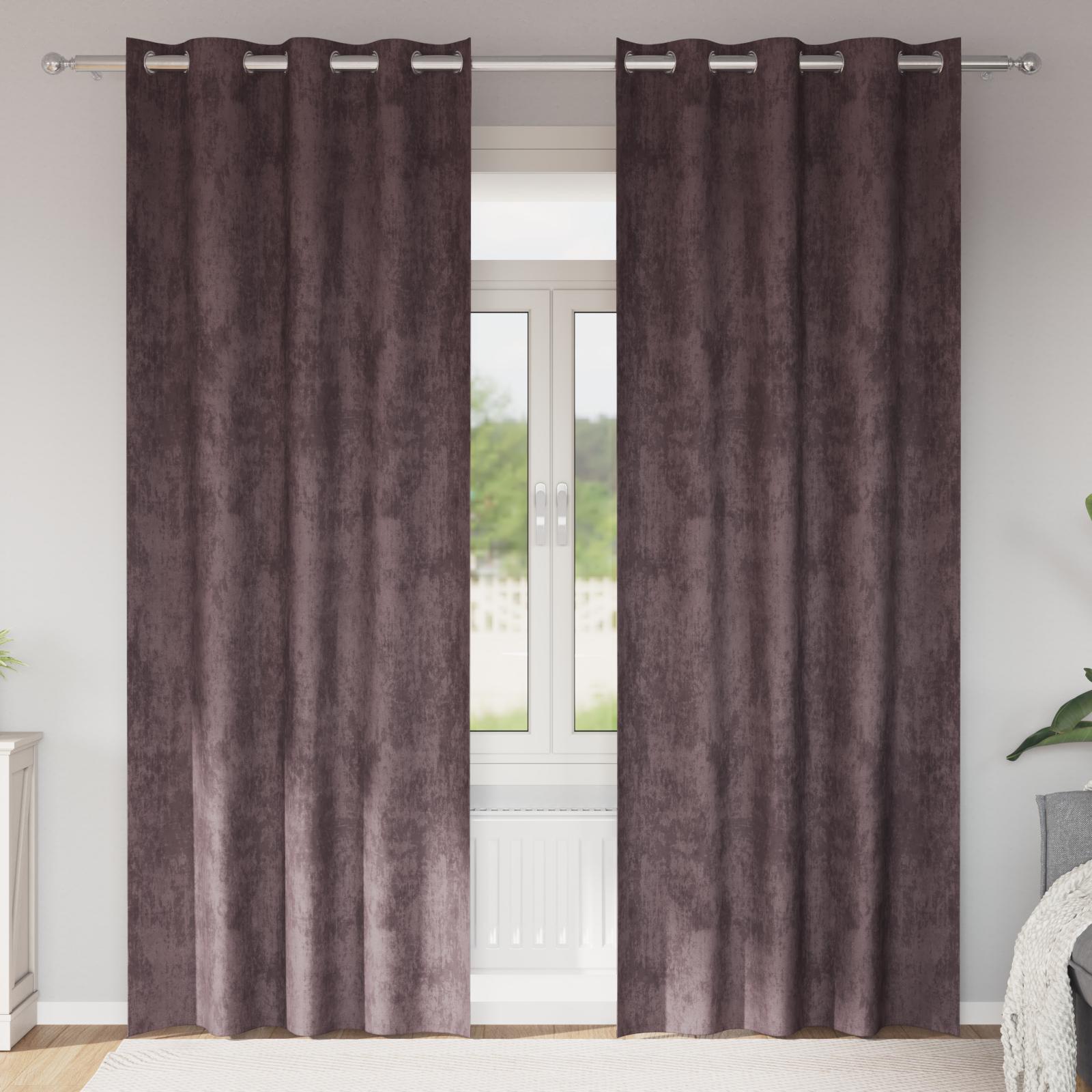 Brune Velour Gardiner 2 stk med Øjekanter 245x140 cm