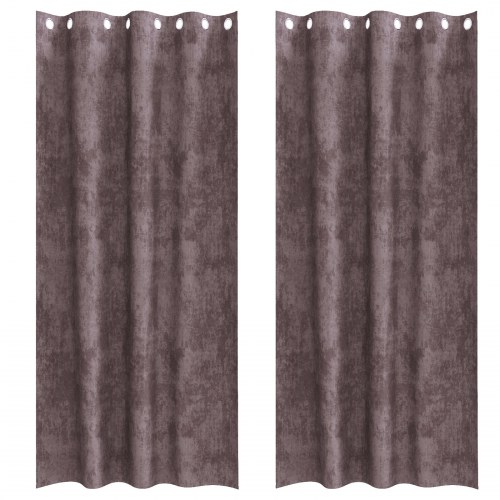 Velourgardiner 2 stk med Øjet Brun 260x140 cm