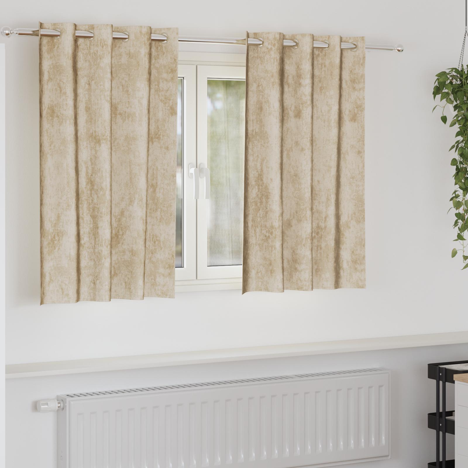 Velourgardiner 2 stk - creme 140 × 140 cm med ringe