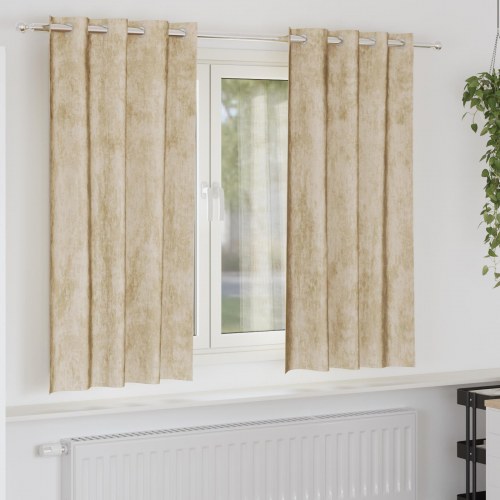 Velvet Gardiner 2 stk med Grommet Creme 175x140 cm