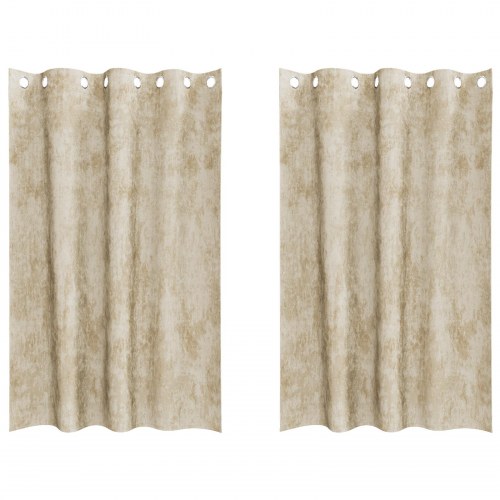 Velvet Gardiner 2 stk med Grommet Creme 175x140 cm
