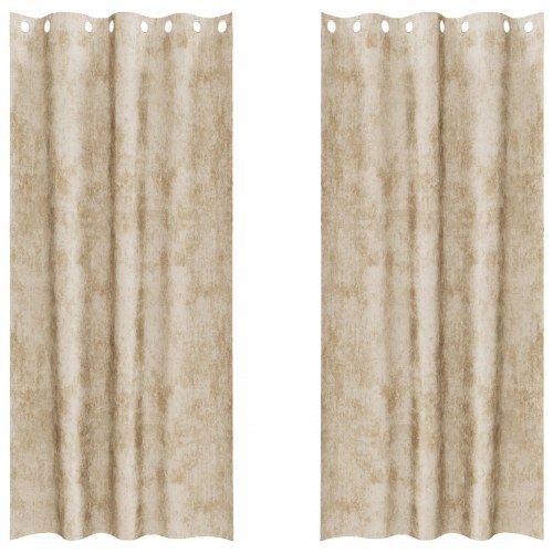 Velours Gardiner Cremefarvet Polyester 140 x 225 cm Moderne